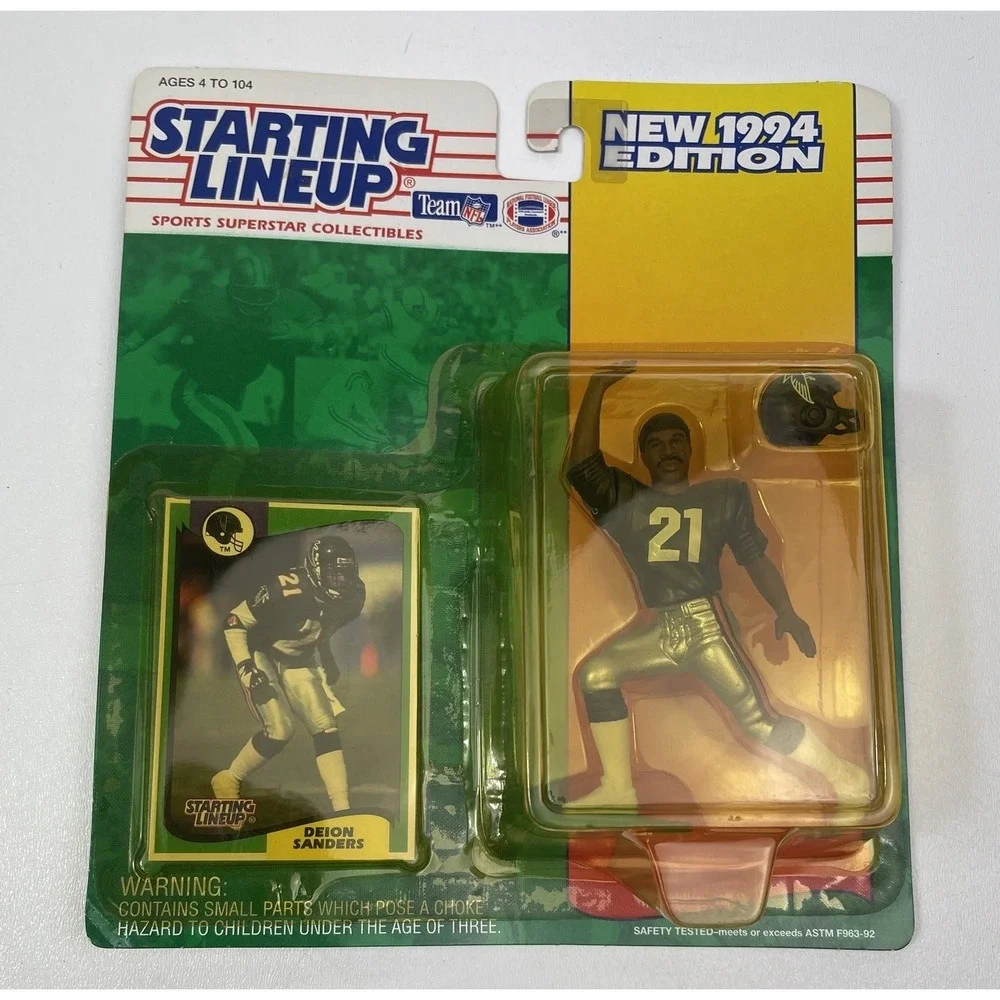 1994 Starting Lineup Deion Sanders Atlanta Falcons Figure w Card and Helmet